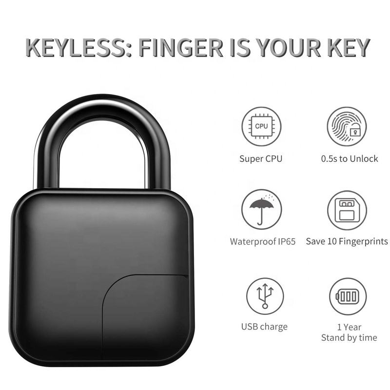 Fingerprint Padlock Keyless Smart Lock Biometric Padlock IP65 ...